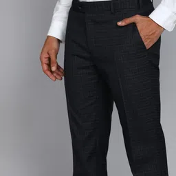 raymond Men Slim Fit Dark Blue Polyester Trousers image 5