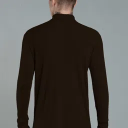 jalapeno Men Solid High Neck Brown Sweater image 2