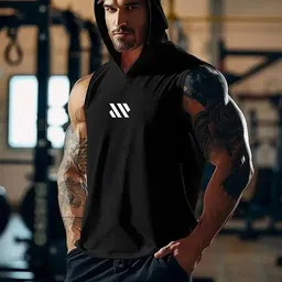 hr fashion Men Sleeveless Printed Hooded Sweatshirt-picture-15