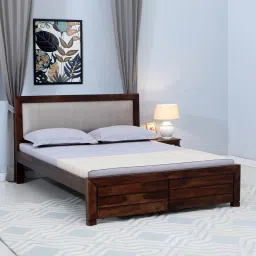 woodsworth from pepperfry Segur Sheesham Wood Queen Size Bed In Provincial Teak Finish image 1