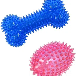 psk pet mart Spike Dental Chew Toy for Dogs (Combo of 2) Squeaky Spike Bone + Spike Rugby Rubber Chew Toy, Ball, Bone, Rubber Toy, Training Aid For Dog & Cat-picture-17