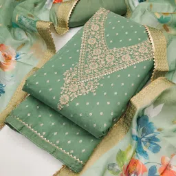 tavas Unstitched Chanderi Salwar Suit Material Embroidered-picture-14