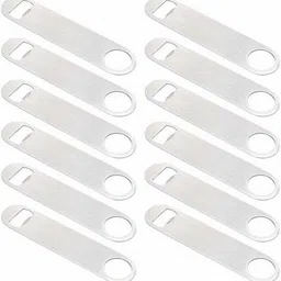 12 PCs Stainless Steel Flat Blade Bottle Opener Speed Opener Wine,Beer,Soda,Coldrink Bottle Opener for Bar,Kitchen or Restaurant Stainless Steel Bottle Opener Bar Bottle Opener Wine Bottle Opener Bottle Opener Set-image-1