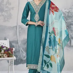 mokosh Women Silk Blend Kurta Pant Dupatta Set-picture-14