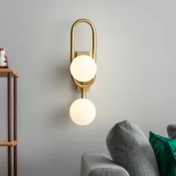 stello Modern Double Globe Wall Light with Gold Frame image 1