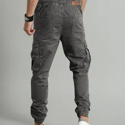 roadster Men Regular Fit Grey Pure Cotton Trousers image 3