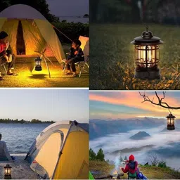 xydrozen Portable Lamp Electric LED Camping Lights Black Metal, Plastic Hanging Lantern-picture-38