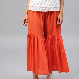 nypa Women Flared Orange Viscose Rayon Trousers-picture-28