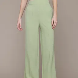 roadster Women Regular Fit Green Polyester Trousers-picture-18