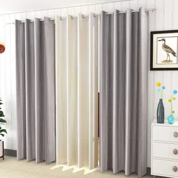 kraftiq homes 214 cm (7 ft) Polyester Room Darkening Door Curtain (Pack Of 3)-picture-13