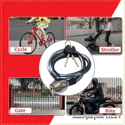 quido Multi purpose Cable Lock | Bike, Helmets, Scooters (Pack of 1) Cycle Lock Bicycle Lock image 4