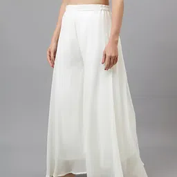 alyana creation Women Relaxed White Georgette Trousers image 4