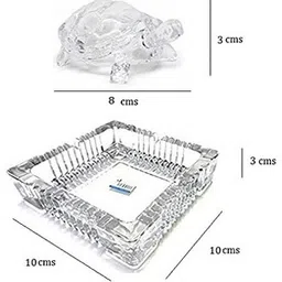 divine creations Crystal tortoise with a Square Plate for Vastu is a Great Addition to your Home Decorative Showpiece - 10 cm image 2