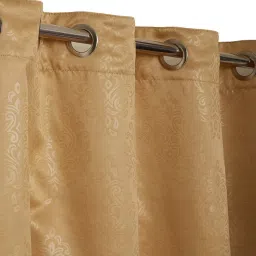 swayam Brown Faux Silk Solid 7.5 Ft Blackout Eyelet 2 Door Curtains image 4