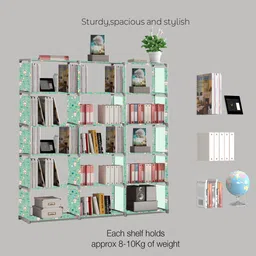 mezire Compact 18-Tier Book Organizer/Shoe/Chappal/Book/Clothes Rack with Plastic Joint Metal Open Book Shelf image 2