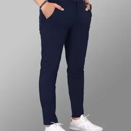 kajaru Men Regular Fit Dark Blue Cotton Blend Trousers image 4