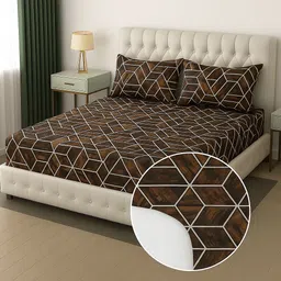 oldenna Woolen King Fitted (Elastic) 350 TC Floral Bedsheet image 1