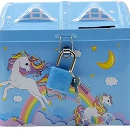 eclet 1PC Metal Money Bank With Secure Lock & Keys For Kids Random design will send-aa Coin Bank-picture-27