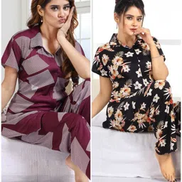 capasino Women Shirt & Pyjama set Multicolor Printed-picture-13