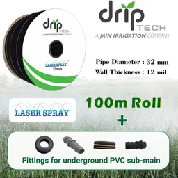 driptech india Laser Spray, 32MM Rainpipe,100M with Fittings for PVC Underground submain Hose Pipe-picture-14