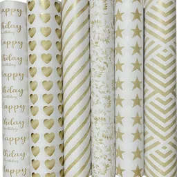 accuprints Gift Wrapping Paper sheet Gold | 19.50 x 28.75" | 90 gsm | Gloss Art Paper for all occasions Gift Wrapper-picture-30