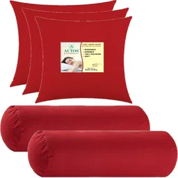 actos Microfibre Bolster Pack of 5 Solid Combo Set Of 3 Cushion And 2-picture-34