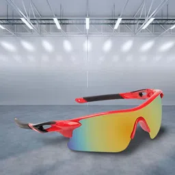 gosforb Red and Black Sports Googles Mirrored UV Protection For Men Cricket Goggles-picture-17