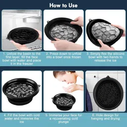 narv Silicone Massage Bowl Foldable Silicone Ice Facial Bowl with Tray – Portable Cold Therapy & Spa Tool image 3