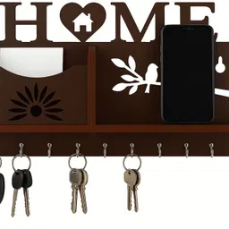 divinecrafted Wall Mounted Wooden Key Hanger | Decorative Key Holder & Organizer for Home Wood Key Holder-picture-35