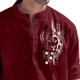 fashion marts Men Printed Cotton Blend Straight Kurta image 2