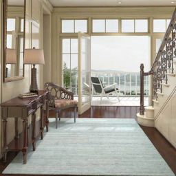 Blue Solid Wool 8 x 10 ft Hand Knotted Carpet by Jaipur Rugs-picture-40