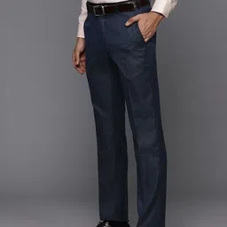 raymond Men Slim Fit Dark Blue Polyester Trousers image 2
