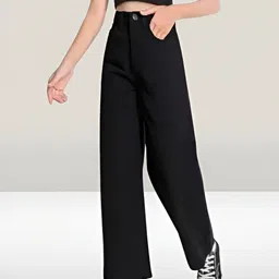 zero town Women Straight Fit Mid Rise Black Jeans image 3