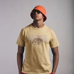 magneto Men Printed Crew Neck Pure Cotton Beige T-Shirt-picture-24