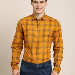 turtle Men Slim Fit Checkered Spread Collar Casual Shirt image 4