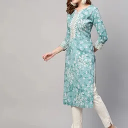 wawlooks Women Printed Viscose Rayon Straight Kurta image 3