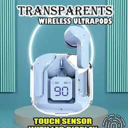 crecro Ultrapod Bluetooth Earbuds Headset Crystal Transparent Design,LED Display BK80 Smart Headphones-picture-36
