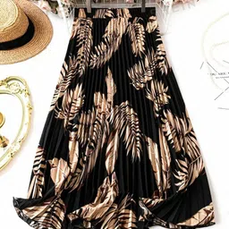 deklook Women Printed Pleated Black Skirt image 2