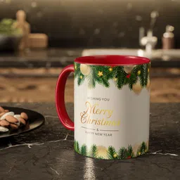 vihaan fashions Merry Christmas Coffee | Christmas Gift Ceramic, CRMUG-14-Red Ceramic Coffee Mug image 2