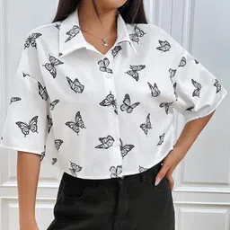 lookrange Casual Raglan Sleeves Printed Women White Top image 3