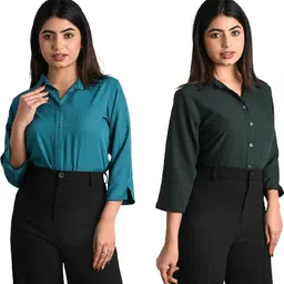 gm sara Women Regular Fit Solid Spread Collar Formal Shirt-picture-20