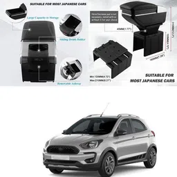 pecunia Universal Car Armrest Center Console Pad,PU Leather Car Armrest Seat Box Cover Protector Protects from Dirt,Damage,Pet Scratches,Old Damaged Consoles (Black) A61 Car Armrest image 2