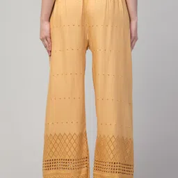 uniko Women Regular Fit Gold Viscose Rayon Trousers image 2