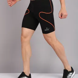 pace international Striped Men Black, Orange Tights image 3