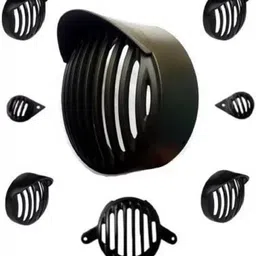 wheetoykart Bullet PVC Shade Type Metal Finish Classic 350 JD118 Bike Headlight Grill image 1