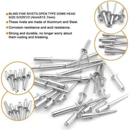 tayash Open Type Dome Head Size 4mm x 12.7mm 5/32X1/2 Pack Of 300 Pcs Fine Blind Rivet image 2