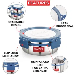 hazel (Set of 2) 360 ml Stainless Steel Airtight Storage Containers image 3