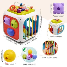 zuuluzrs 7 in 1 Montessori Sensory Toys for Baby Educational Motor Skills Activity Cube Rattle image 2