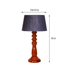 Kardish Grey Fabric Shade Night Lamp With Wood Base By BrightDaisy image 3
