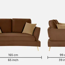 casacraft from pepperfry Trento Fabric 2 Seater Sofa in Brown Colour image 2